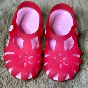 Pink croc sandals